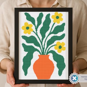 Nature Cross Stitch Pattern, Modern Floral xstitch, Abstract flowers, Easy x-stitch Pattern, Small Cross Stitch Chart, Instant Download PDF