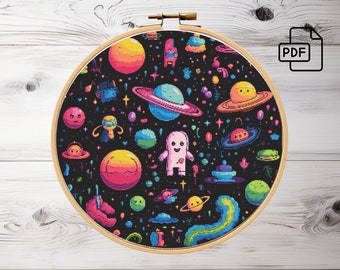 Abstrakt galaxrymd korsstygn PDF-mönster