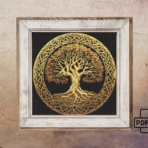 Celtic Tree of Life Cross Stitch Pattern PDF | Gothic Cross Stitch Chart | Modern x-stitch design | Instant Download | Gift For Goth