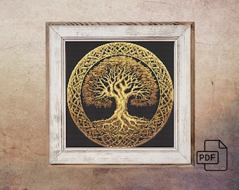 Patrón de punto de cruz del Árbol de la Vida Celta: Diseño gótico (PDF)