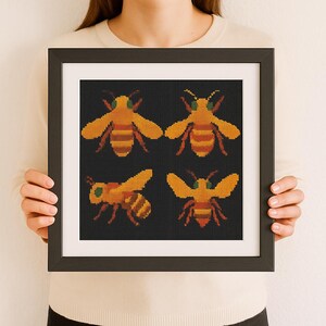 Bee cross stitch pattern PDF | Gothic Floral Bee xstitch counted chart | Modern cross stitch pattern | Animal xstitch pattern PDF