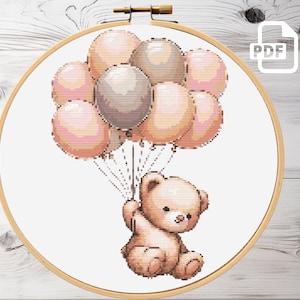 Schattig teddybeer kruissteekpatroon | Dieren x-steekdiagram | Kruissteekpatroon voor kinderen | Easty xstitch | Schattige teddybeer