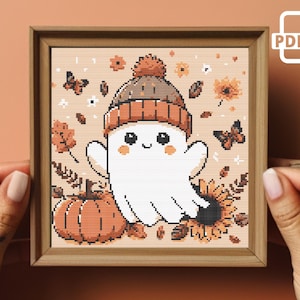 Blumengeist Kreuzstich-Muster: Halloween-Herbst-Design (PDF)