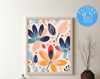 Abstract Floral Cross Stitch Pattern: Modern Flowers (PDF Pattern)