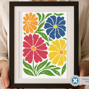 Nature Cross Stitch Pattern, Modern Floral xstitch, Abstract flowers, Easy x-stitch Pattern, Small Cross Stitch Chart, Instant Download PDF