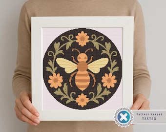 Vintage Bee Cross Stitch Pattern | Gothic X-Stitch Chart (PDF)