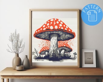 Moder Mushrooms  Cross Stitch Pattern PDF,  Embroidery Design, Home wall decor DIY