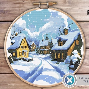 Christmas Winter Village Cross Stitch Pattern: Holiday Cottages (PDF Pattern)
