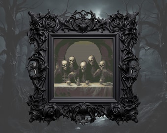 Skeleton Last Supper Cross Stitch Pattern: Gothic Horror (Digital PDF)