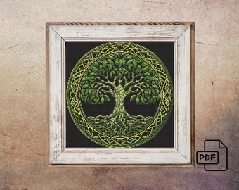 Patrón de punto de cruz del Árbol de la Vida Celta: Punto X Gótico (PDF)