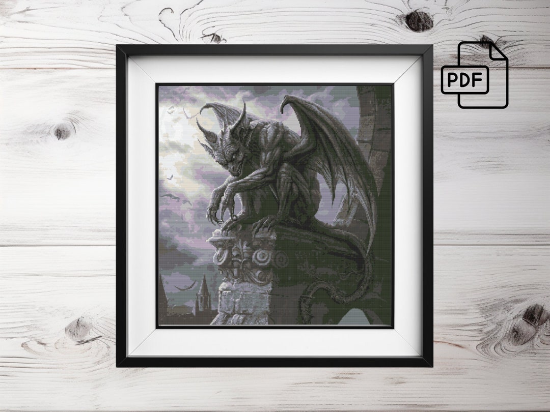 Gargoyle Cross Stitch Pattern: Gothic Spooky Design (PDF) - Etsy