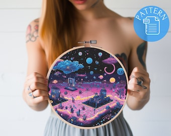 Abstract Space Galaxy Cross Stitch PDF Pattern