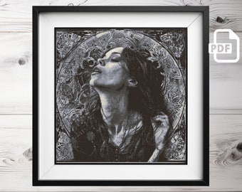 Gothic Witch Cross Stitch Pattern: Spooky Dark Design (PDF)