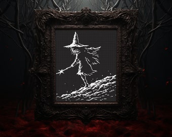 Gothic Witch Cross Stitch Pattern: Spooky Dark Xstitch (PDF)