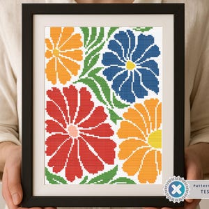 Nature Cross Stitch Pattern, Modern Floral xstitch, Abstract flowers, Easy x-stitch Pattern, Small Cross Stitch Chart, Instant Download PDF