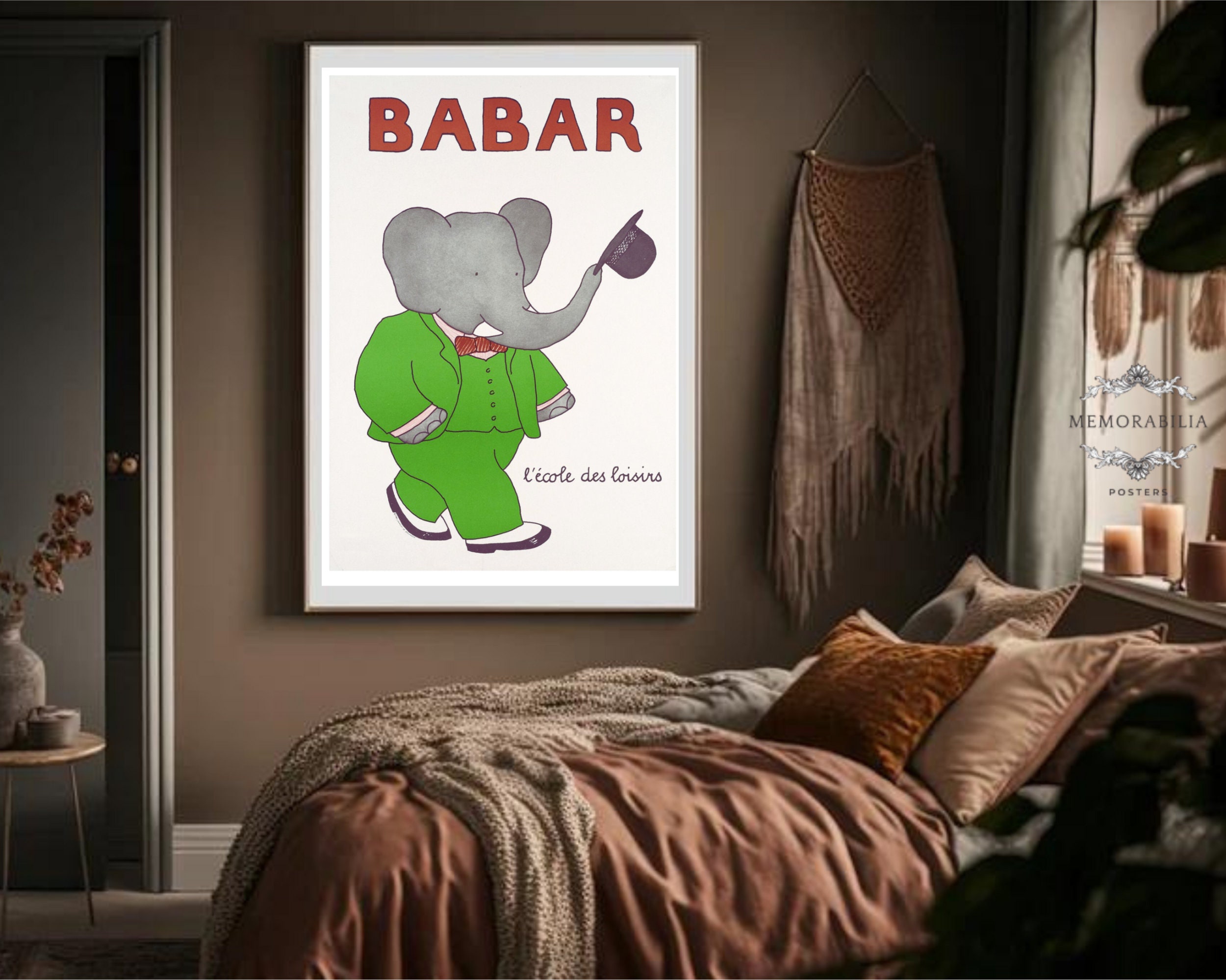 Babar the Elephant Poster Illustrated Animal Art Print Etsy
