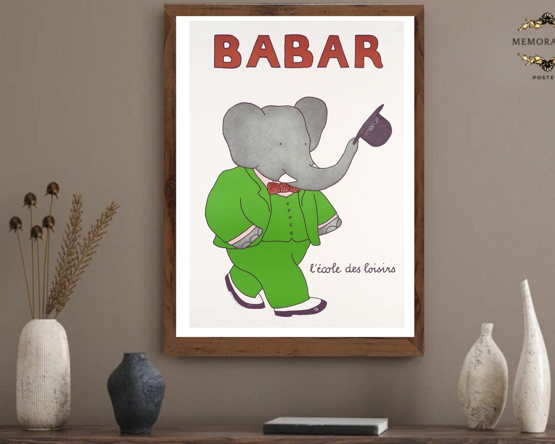 Babar the Elephant Poster Illustrated Animal Art Print Etsy