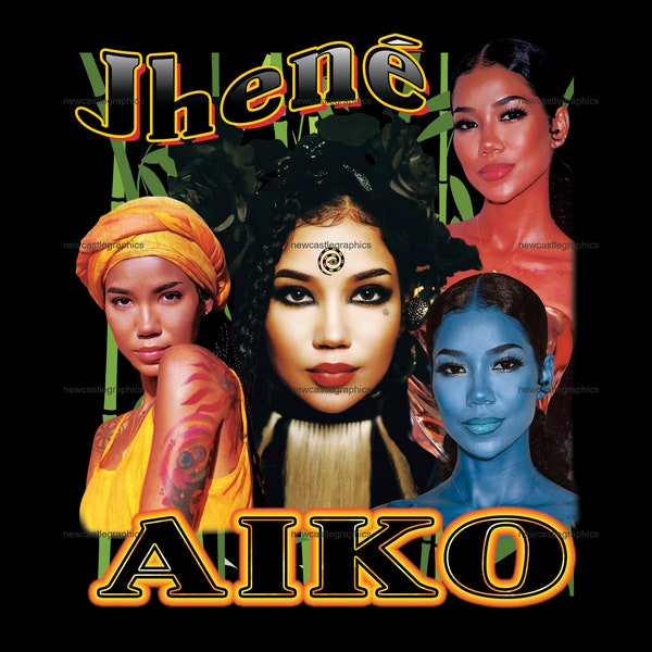 Jhene Aiko png, Jhene Aiko Tshirt Design, fertig zum Drucken, druckbares Design, Hiphop Künstler, 90er Jahre, Rapper, Rap Tee Design, 300 dpi