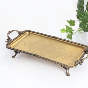 Metal Framed Stainless Steel Serving Tray | Gold Silver Antique Rectangular Serving Platter | Decorative Dessert Tray |3 Sizes image 12