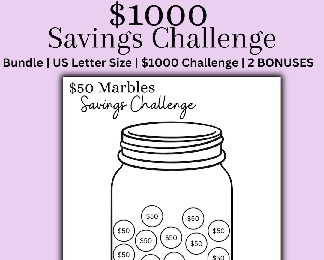 1000 Savings Challenge Printable Budgeting Money Saving Challenge ...