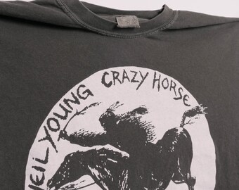 Neil Young Crazy Horse Ragged Glory Tee Indian Horse Vintage