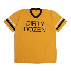 The Prodigy Experience Dirty Dozen Band Ringer Tee UK English Electronic Dance Break beat Music Tour Tee Yellow Soccer Football Shirt Large