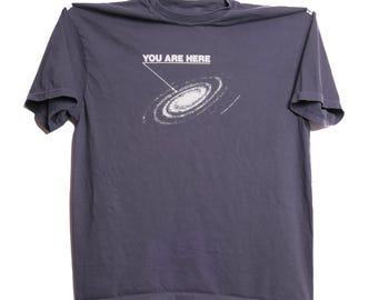You Are Here Milky Way Galaxy Tee Can't Buy Me Love Cult Classic Shirt Aliens Navy Heavyweight Faded Movie T-Shirt - XL