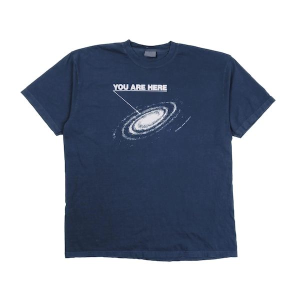 You Are Here Milky Way Galaxy Tee Can't Buy Me Love Cult Classic Shirt Aliens Navy Heavyweight Faded Movie T-Shirt - XL