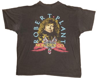 Vintage Robert Smith 1988 Non Stop Go Led Zeppelin Band Tee Shirt 1980s Classic Rock n Roll World Tour Single Stitch - XL