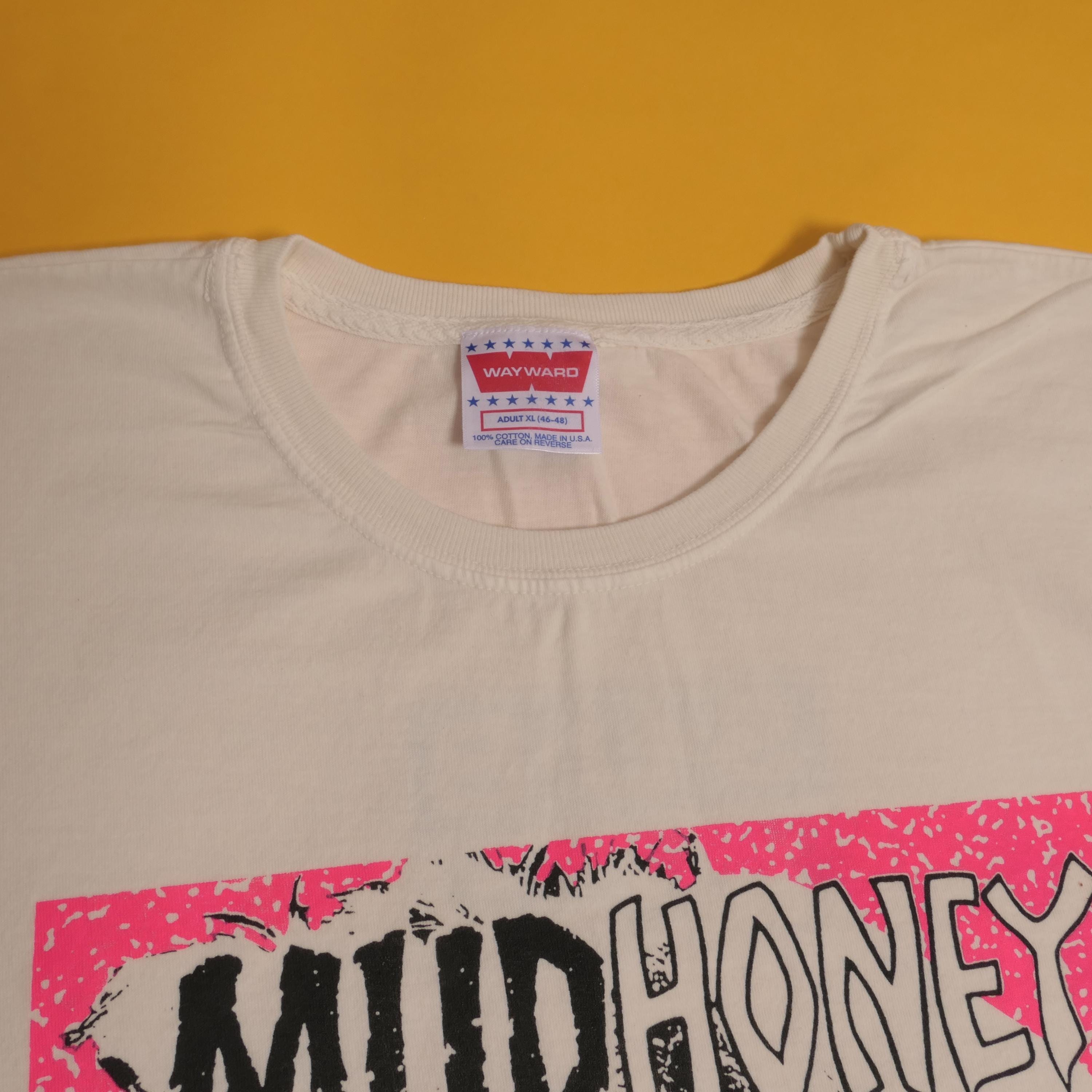 T-shirt Vintage Mudhoney "Chaque Bon Garçon Mérite Fudge" 1991 Sub Pop Grunge, Taille XL, Blanc, Occasion Bon état