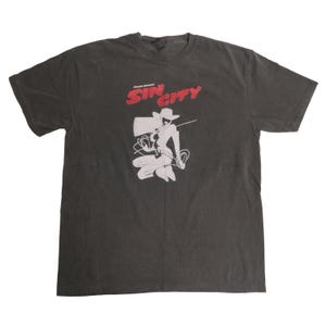Sin City T-shirt de film de bande dessinée Frank Miller Movie Noir Jessica Alba T-shirt punk cow-girl en coton épais ultra délavé Dessin animé TV Classique XL