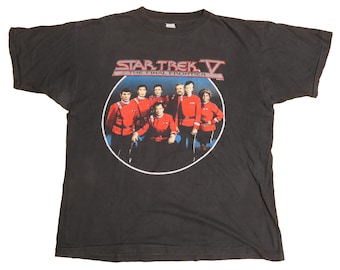 Vintage Star Trek V: The Final Frontier 1989 Movie Crew Tee Shirt Made In USA Captain Kirk Voyage Home Space Wars Film Single Stitch - XL
