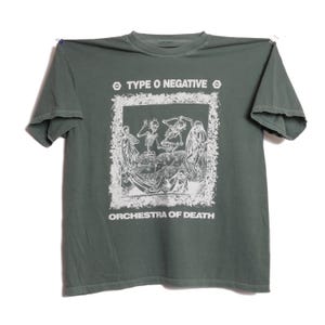 Type O Negative Band Orchestra of Death 13 Tee Shirt Gothic Doom Metal Hardcore Rock Punk Band Alternative Rock Boxy Green Shirt - Size XL
