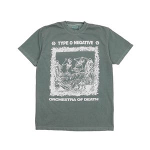 Type O Negative Band Orchestra of Death 13 Tee Shirt Gothic Doom Metal Hardcore Rock Punk Band Alternative Rock Boxy Green Shirt - Size Med