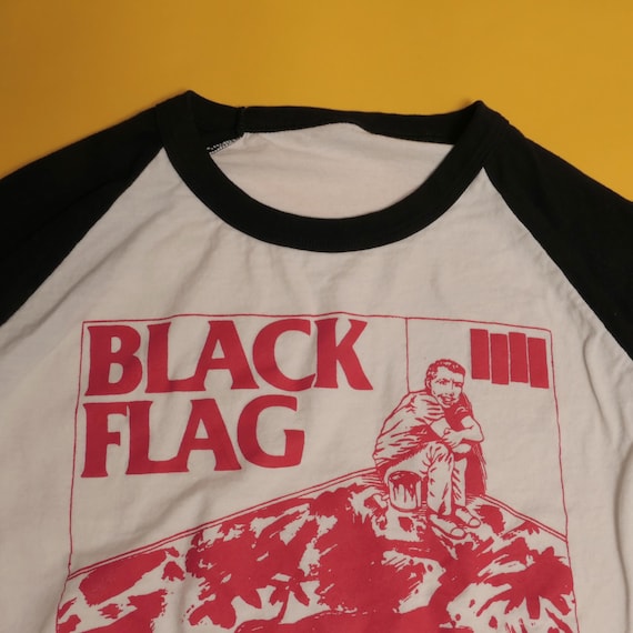 Black Flag Raglan Baseball Tee Raymond Pettibon Album Art Six Pack