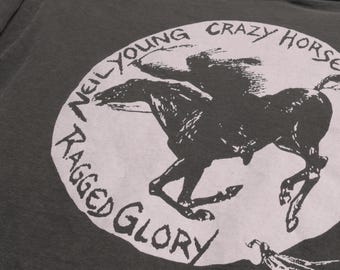 Neil Young Crazy Horse Ragged Glory Tee Indian Horse Vintage