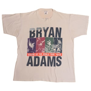 Vintage Bryan Adams Waking Up The World 1992 World Tour Tee Shirt Classic Rock n Roll World Tour Single Stitch - XL