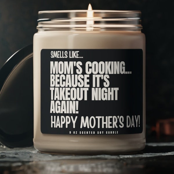 Bougie pour la fête des mères, Smells Like Mom's cooking parce que c'est encore la nuit à emporter, cadeau maman, maman, nouvelle future maman, idées cadeaux MIL