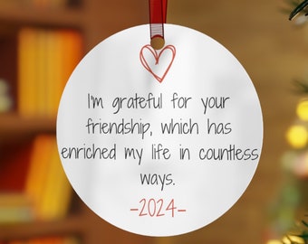 Friendship Metal Ornaments, Best Friend Ornament, Secret Santa, Personalized Ornament, Besties Stocking Stuffer, Christmas White Elephant