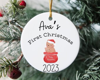 Baby's First Christmas Ornament, Personalized Baby's Christmas Keepsake, Custom Baby Boy Girl Christmas Bear 2023, Gift For New Parents