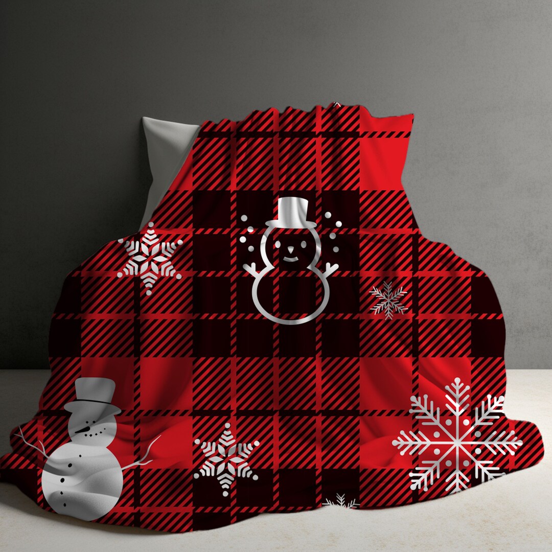 Snowman Sled Adventure Woven Blankets