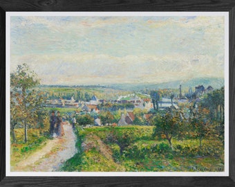 Beautiful decorative landscape print, famous painting by Camille Pissarro View of Saint-Ouen-l'Aumone, 1876. Digital impressionist art