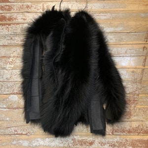 Black Dyed Blue Fox Fur Hood Ruffs