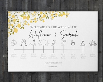 Wedding Welcome Sign Lemon Wedding Sign Italian Wedding Agenda Signage Lemons Wedding Welcome Sign Running Order Sign Destination Wedding