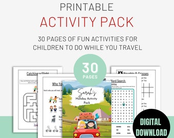 Printable Holiday Activity Pack For Children, Roadtrip Activity Pack, Personalised Kids Activity Pack, Digital Download