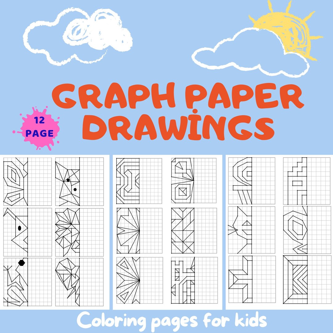 Graph Paper Coloring Pages for Kids Fine Motor Skills Etsy
