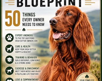 Irish Setter Guide PDF | Irish Setter Blueprint | Dog Ownership Ebook | Training, Care & Health Tips | Instant Download