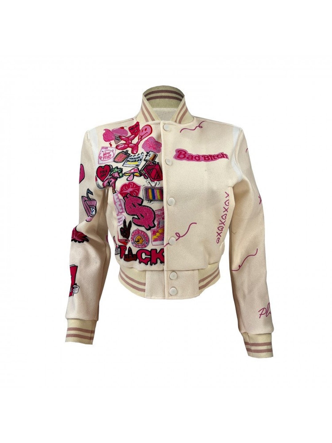 Mean Girls Plastics Theme Patch Print Varsity Bomber Jacket Etsy