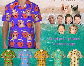 Hawaii Summer Shirt, Aloha Shirt, Hawaii Face Shirt,  Hawaii Family Vacation Shirt, Custom Hawaii Shirt With Face, Custom Beach Shorts