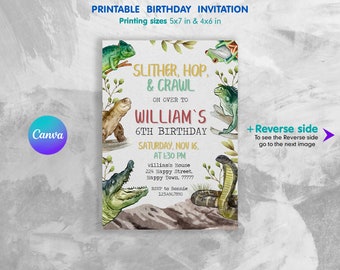 Editable Reptile invitation, Printable reptile invitation, Birthday Invite, lizard invite, Instant Download, snake invite template